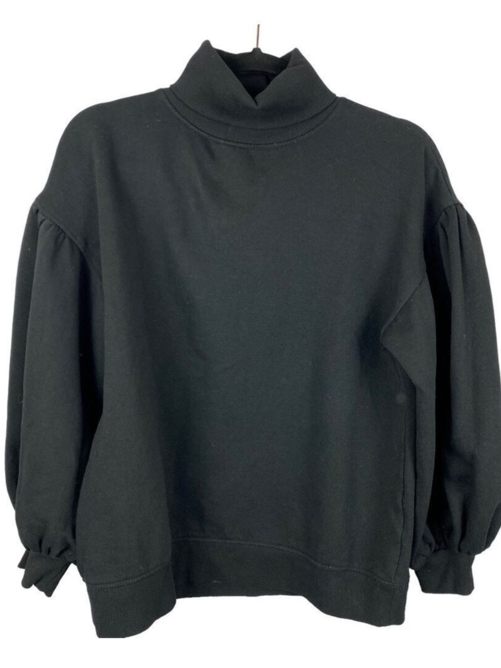 Zara Knit Bell Sleeve Cotton Oversized Turtleneck Sweater Small Black